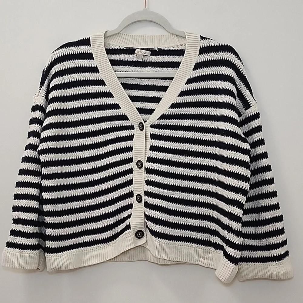 Barbour Sandgate Knitted Cardigan Women's Multi Stripe  Size 6 - Picture 6 of 16